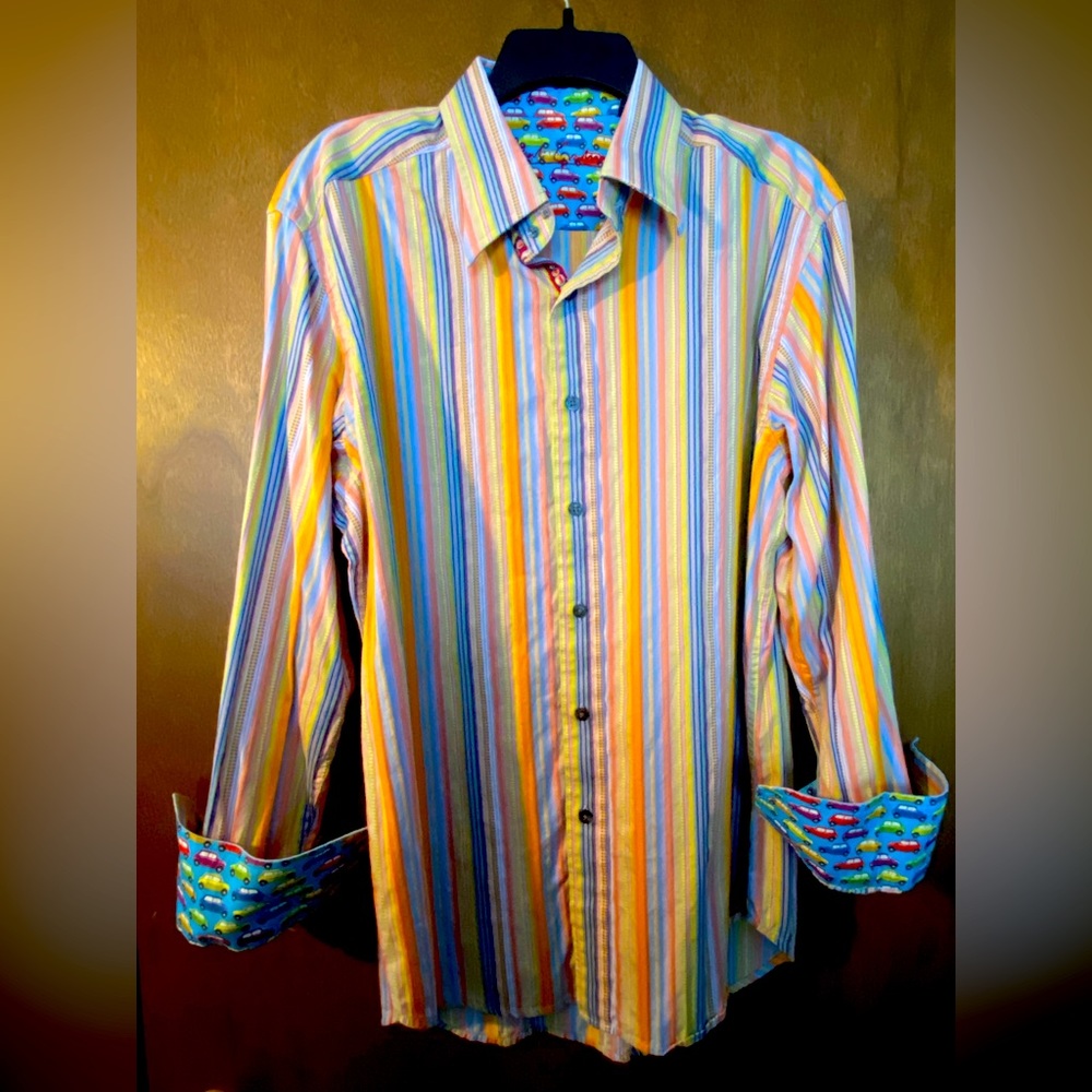 Rare Designer “Robert Graham” Mini Cooper dress shirt! Size Large.  Worn 1x.